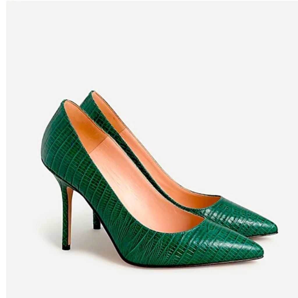 J. Crew Stiletto Pumps In Lizard-Embossed Leather